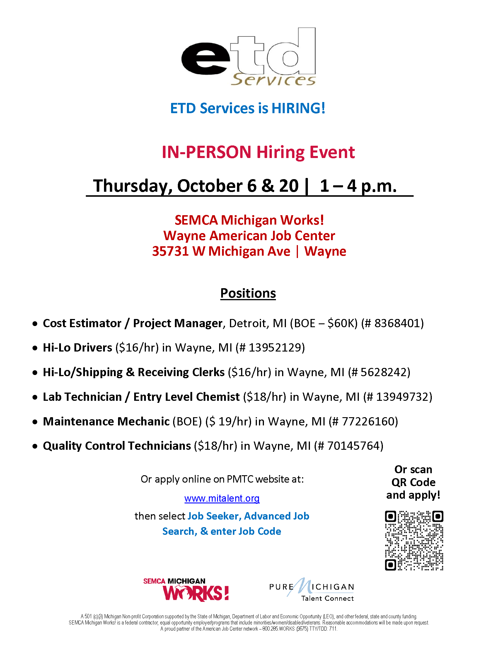 Read more about the article ETD Services Hiring Event